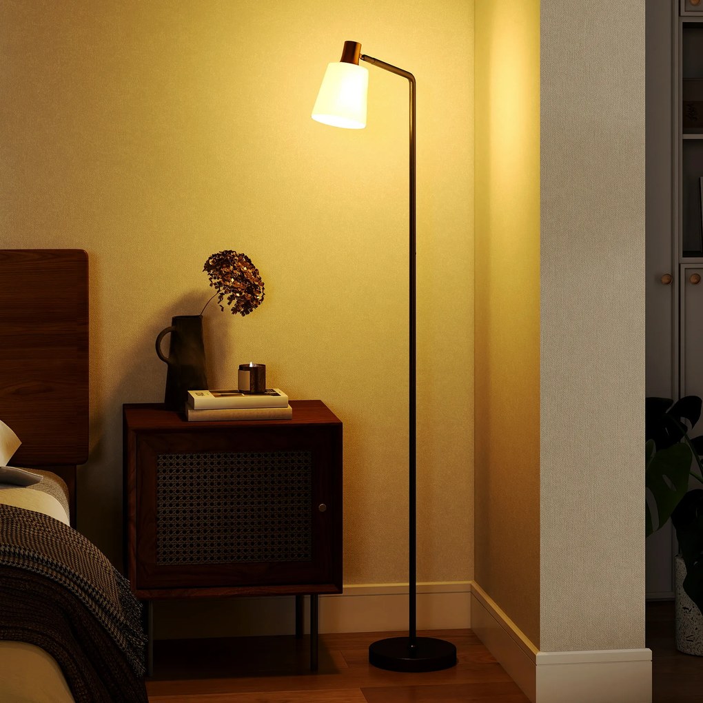 HOMCOM Lampă de podea LED cu cap rotativ la 350°, Reglare a temperaturii culorii 3000K/4000K/6500K, Negru | Aosom Romania
