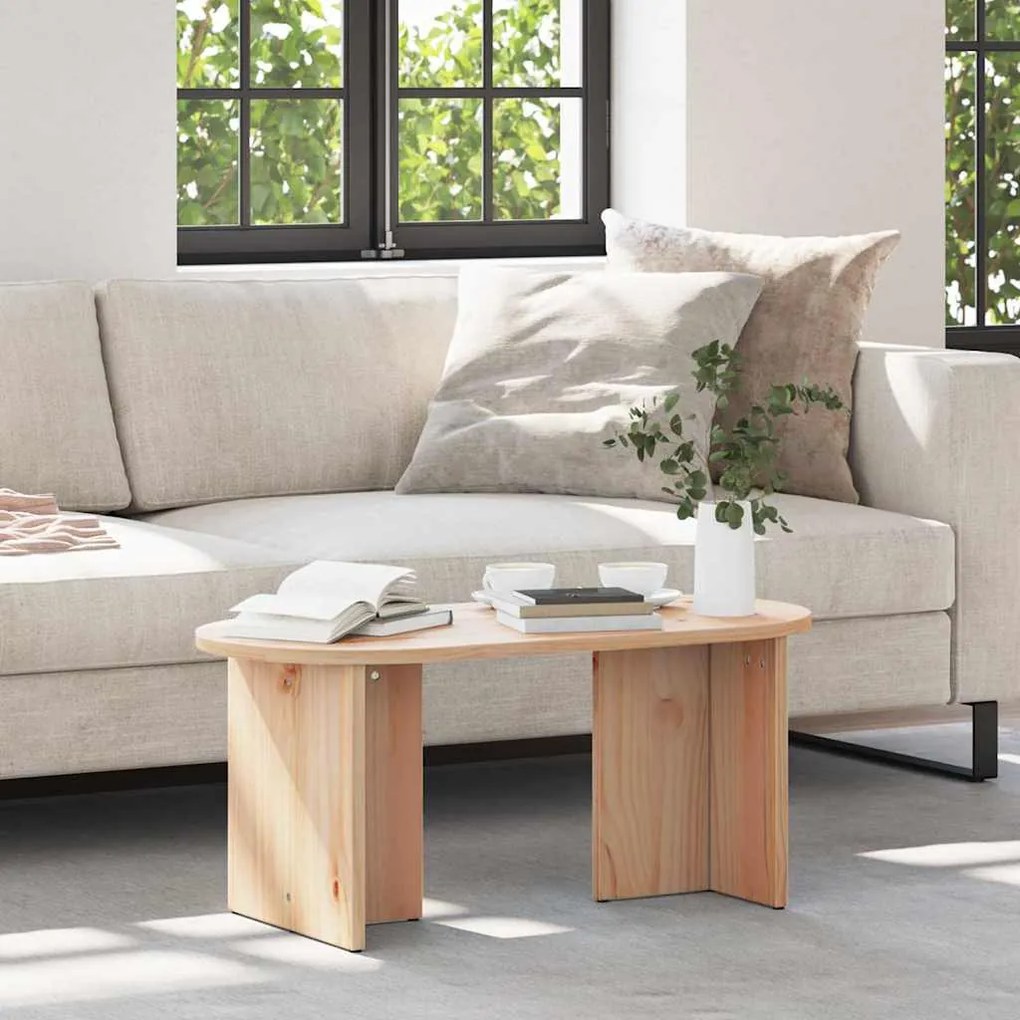 vidaXL Masă de cafea natural 80 x 39.5 x 35 cm Lemn de brad solid