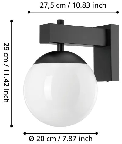 Aplică de exterior BUFALATA 1xE27/40W/230V negru IP44 Eglo 900669