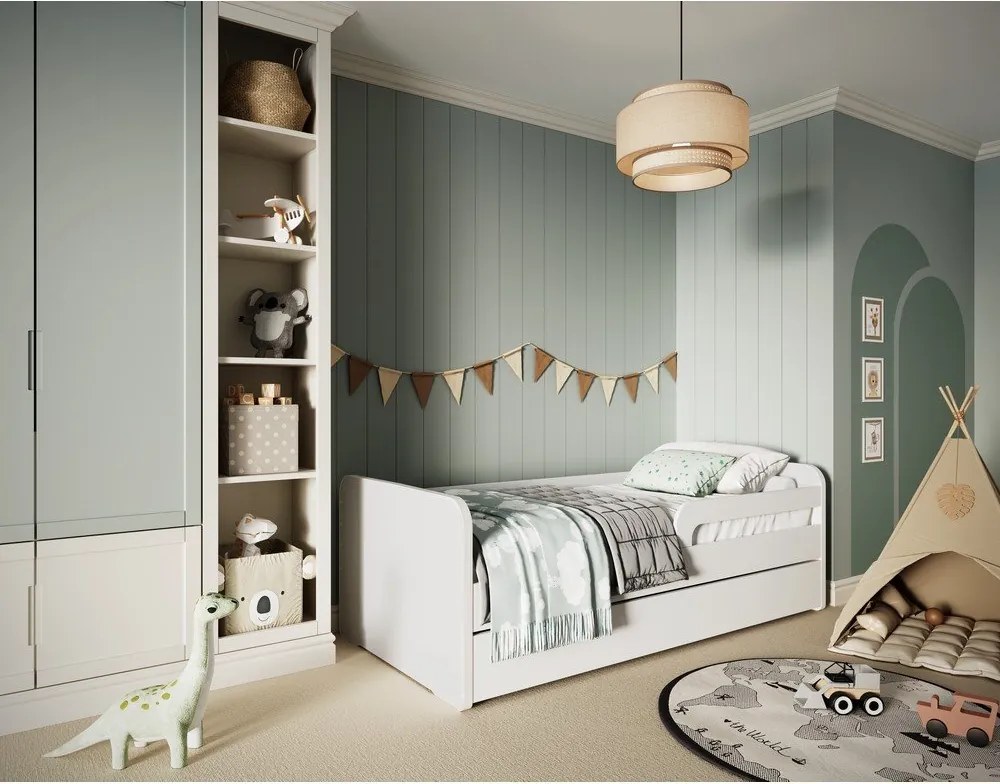 Pat pentru copii alb cu somieră 80x200 cm Duuli – ELTAP