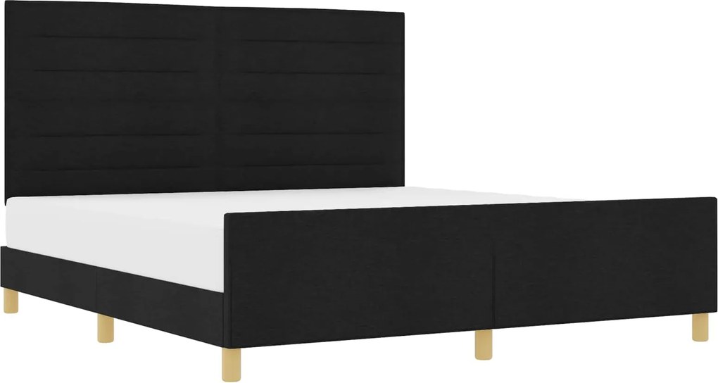 vidaXL Cadru de pat cu headboard Negru 180 x 200 cm țesătură