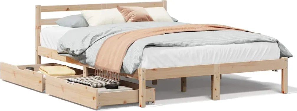 vidaXL Cadru de pat fără saltea, 140x200 cm, lemn masiv pin