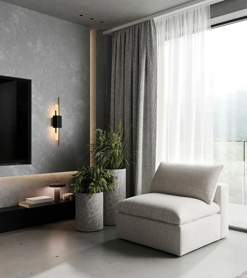 Aplica de perete LED design modern Marble, negru