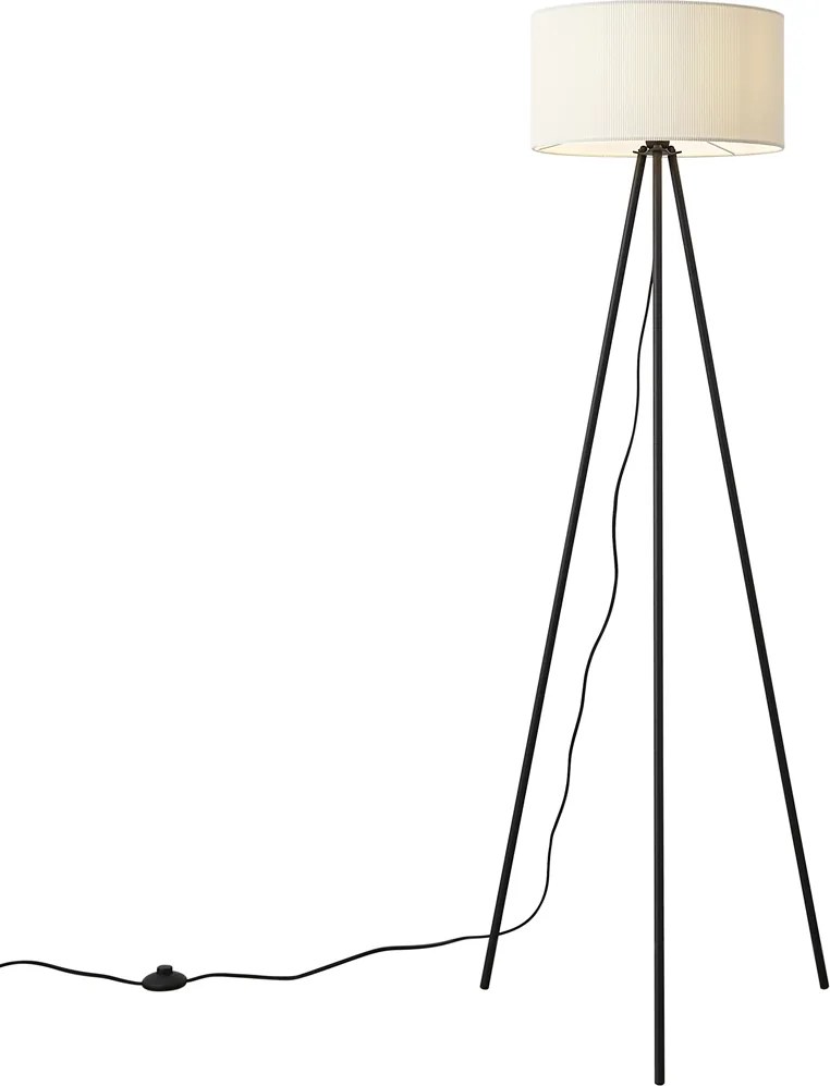 Lampă de podea modernă cu trepied alb cu abajur de catifea - Luz