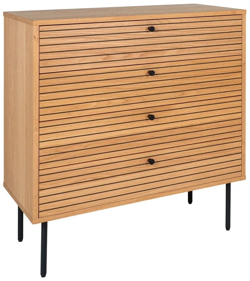 Comodă în culoare naturală înaltă cu aspect de lemn de stejar 80x85 cm Kyoto – House Nordic