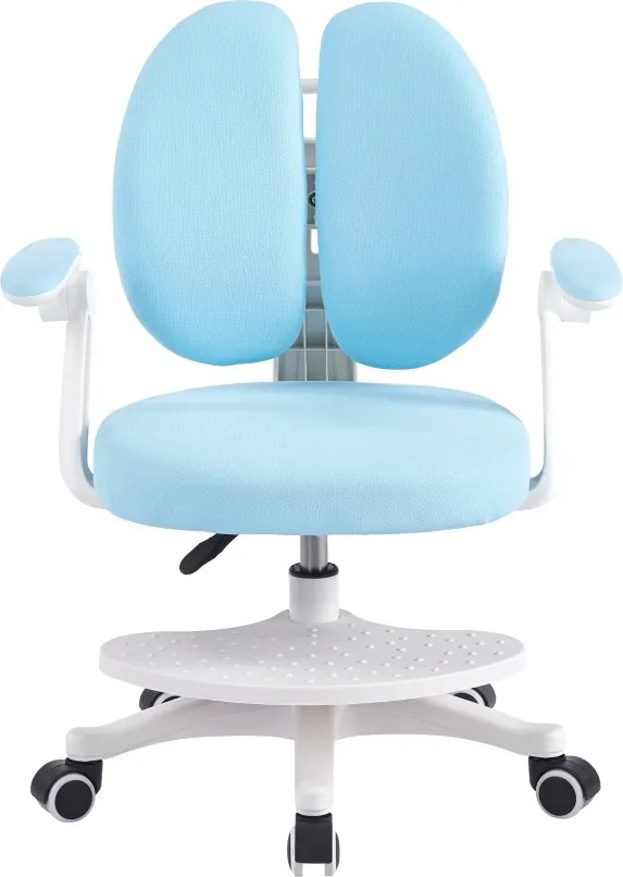 Scaun ergonomic pentru copii, spatar reglabil, suport picioare reglabil, rotativ, Albastru