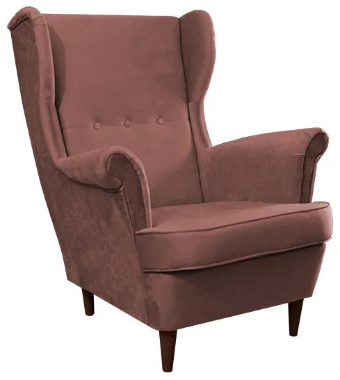 Fotoliu tesatura Culoare roz vintage/nuc, RUFINO NEW
