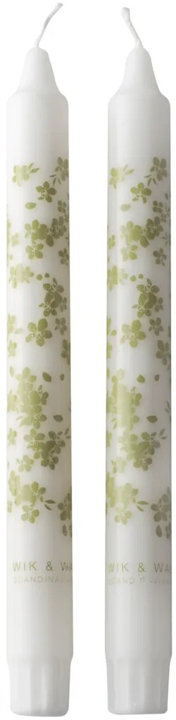 Lumânare verde, 2 buc colecția Slåpeblom - Wik & Walsøe