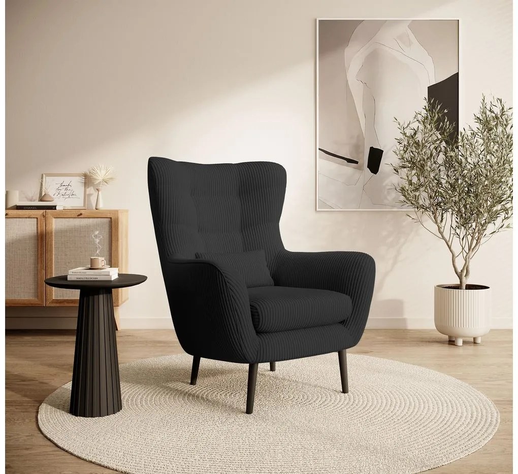 Fotoliu cu suport picioare Veneza VZ2 (negru + negru). 1099394