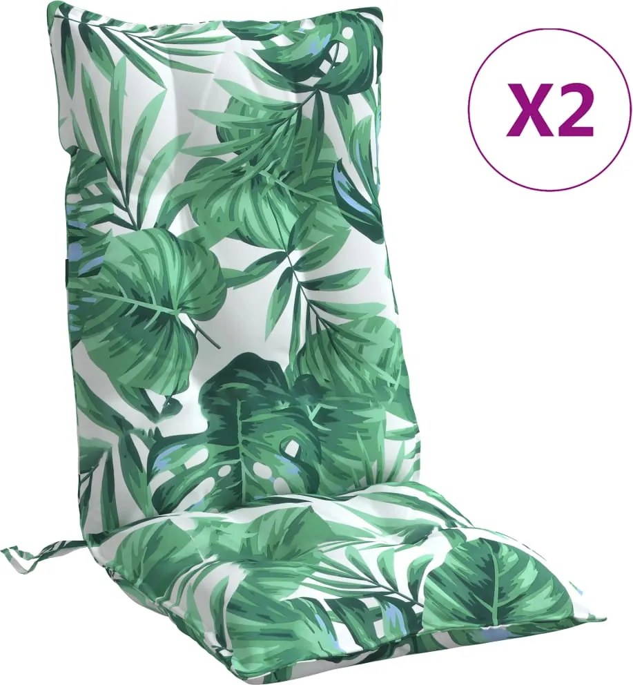 vidaXL Perne de scaun spătar înalt, 2 buc, model frunze, textil Oxford