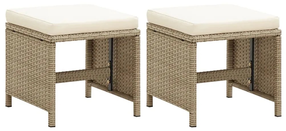 vidaXL Taburete de grădină cu perne, 2 buc., bej, poliratan