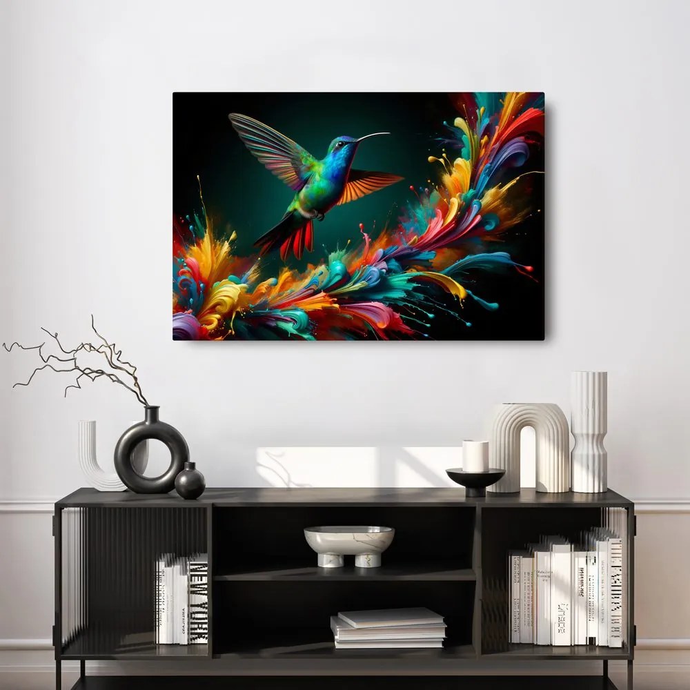Tablou colibri colorat în zbor