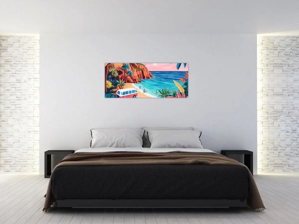 Tablou - Rulotă la ocean (120x50 cm)
