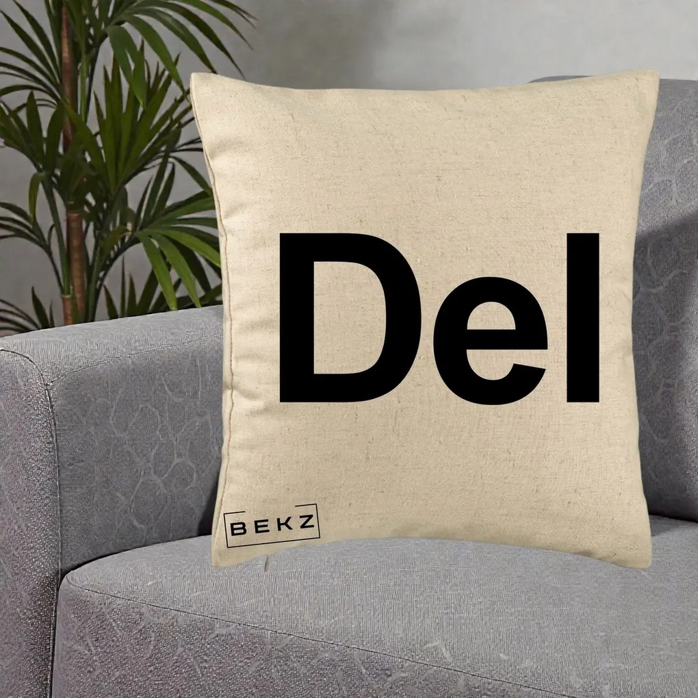 Perna Personalizata Tasta Del Tipografie Bold, 40x40 cm, Bej, Husa Detasabila, Perna Inclusa, BEKZ®