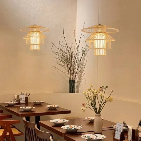 Lustră pe cablu Immax 08255L PINCHOS 1xE27/40W/230V d. 50 cm bambus