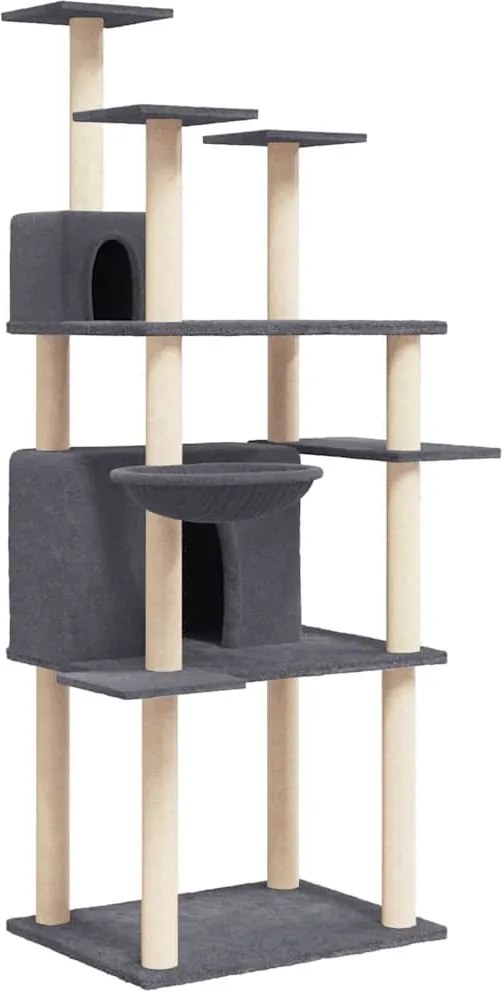 vidaXL Ansamblu de pisici, stâlpi din funie sisal, gri închis, 166 cm