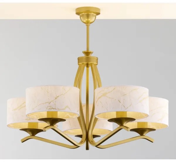 Jupiter 2110 - Lustră pe tijă KASZMIR 5xE27/15W/230V alb/auriu/decor marmură