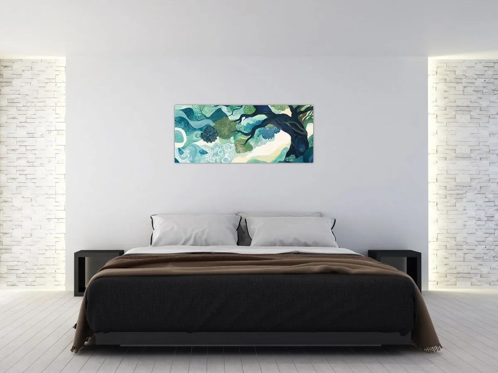 Tablou – Coroană verde a arborelui vieții (120x50 cm)