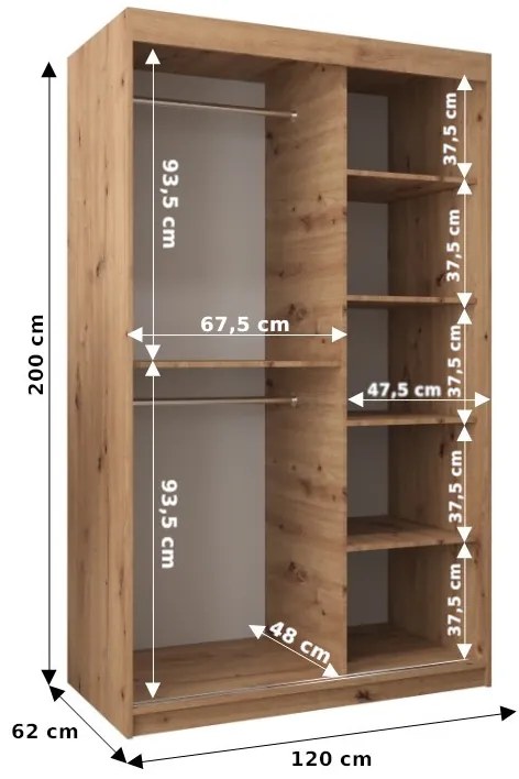 Dulap de haine 120 cm Verika 1 120 (negru + alb). 1063692