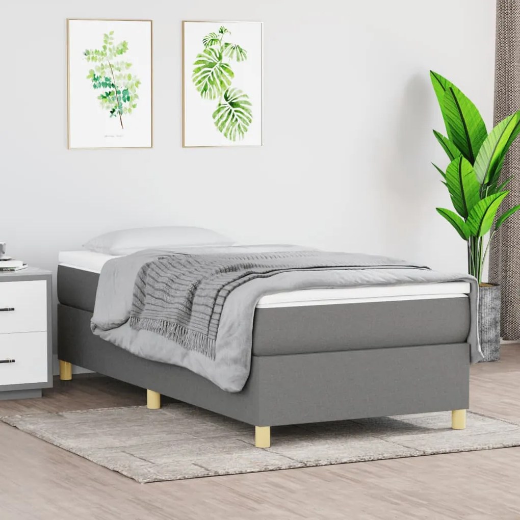 3120922 vidaXL Cadru de pat box spring, gri închis, 90x190 cm, textil