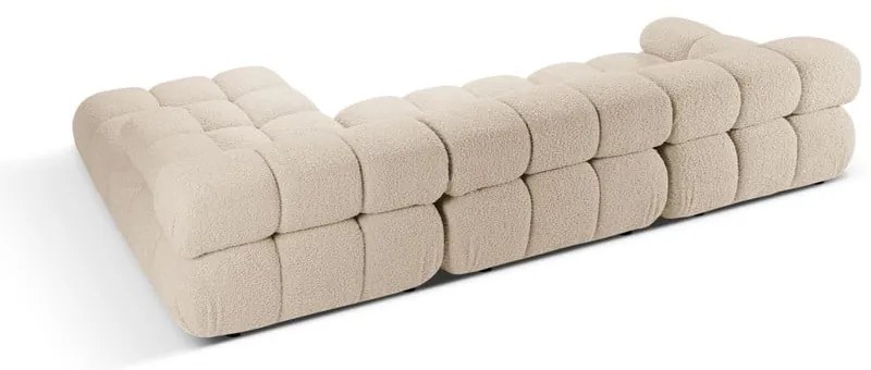 Colțar modular bej cu tapițerie din țesătură bouclé (cu colț pe partea dreaptă) Bellis – Micadoni Home
