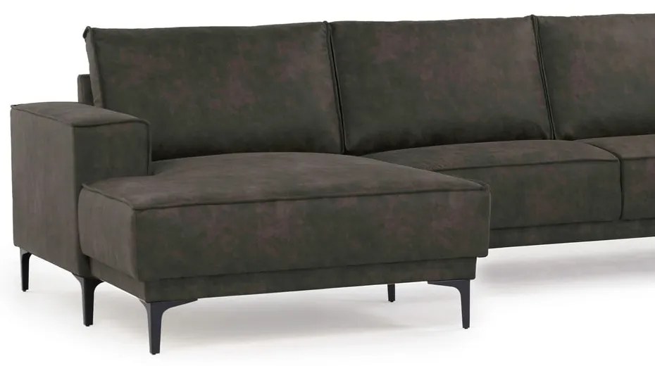 Colțar gri antracit cu tapițerie din imitație de piele (colț pe partea stângă ) Copenhagen – Scandic