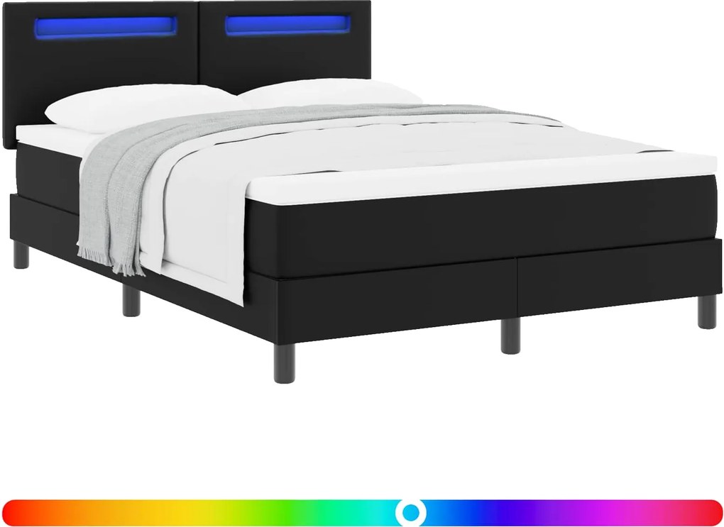 vidaXL Pat cu arcuri cu saltea Negru 140 x 200 cm Piele artificială