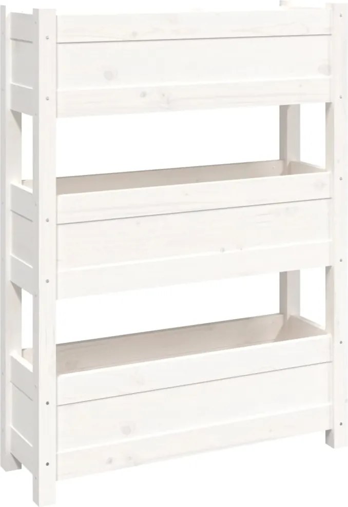 vidaXL Jardinieră, alb, 77 x 25 x 104,5 cm, lemn masiv de pin