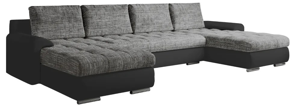 Set canapea universal, piele ecologica negru melir gri, TOLITA U UNI