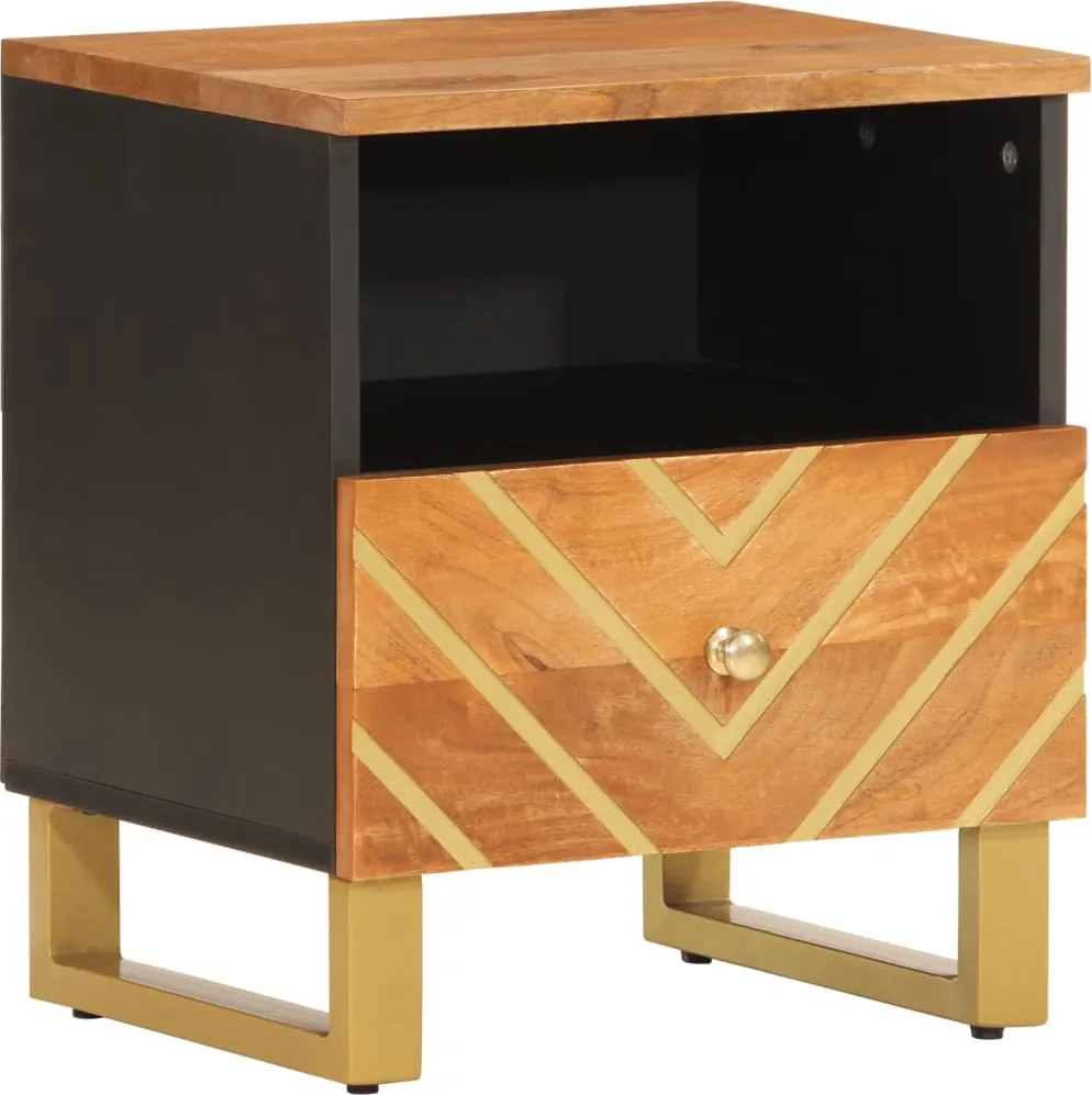 vidaXL Noptieră, maro și negru, lemn masiv de mango