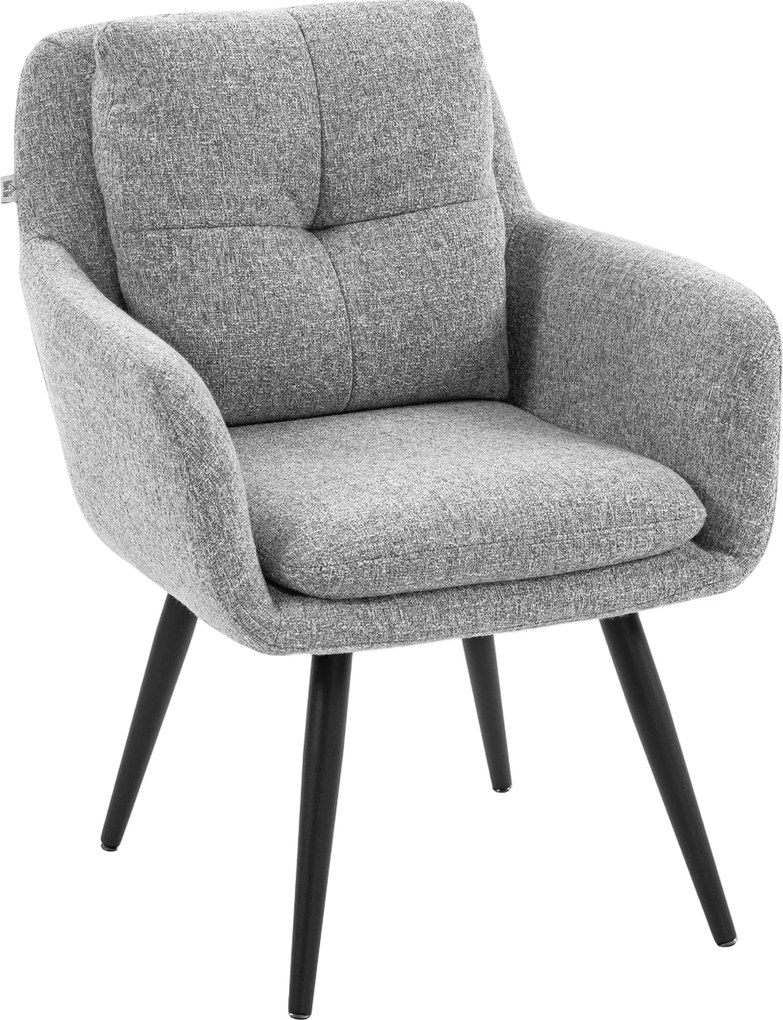 HOMCOM Scaun de accent modern, scaun tapițat cu picioare metalice, aspect de in, Gri deschis | Aosom Romania