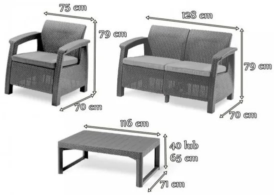 Set de mobilier de grădină Corfu Lyon Duo 4+1 în culoarea cappuccino