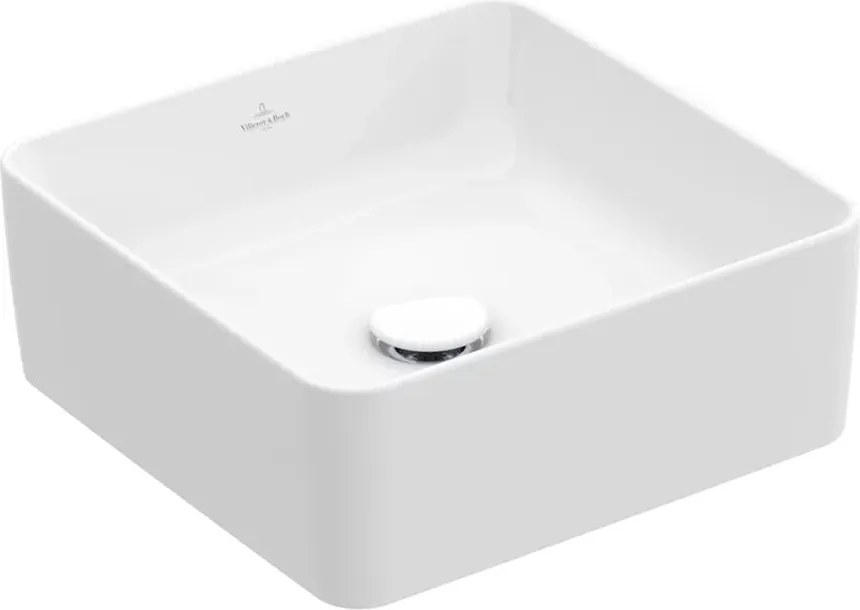Lavoar pe blat Villeroy&Boch Collaro alb lucios Alpin CeramicPlus 38x38 cm TitanCeram