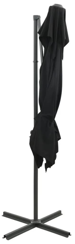 Umbrela suspendata cu invelis dublu, negru, 250x250 cm Negru