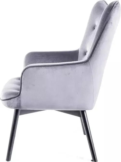 Fotoliu Carmen velvet gri Blu14/negru mat