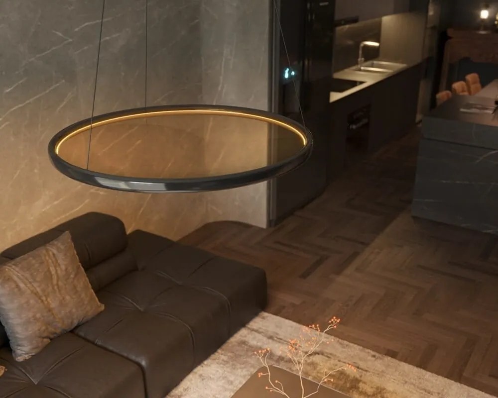 Lustra LED cu telecomanda design circular Qled
