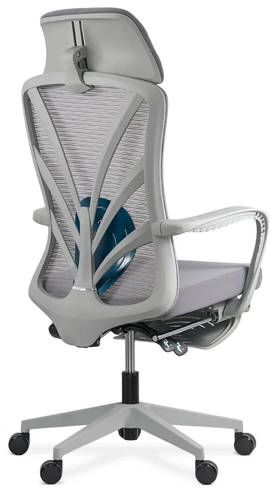 Scaun ergonomic SYYT 9512 gri, spătar rabatabil și suport picioare