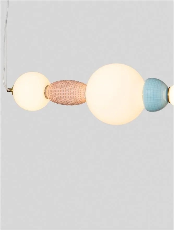Lustra LED suspendata, Ceramica, Roz, Albastru, Portocaliu, Alb, OBRIE