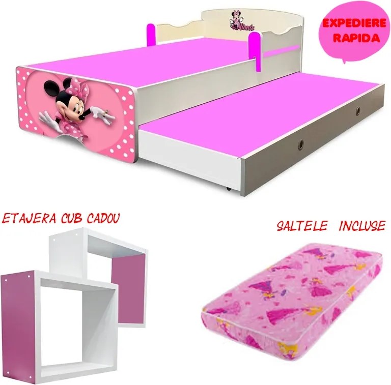 Pat copii dublu Minnie cu saltele incluse