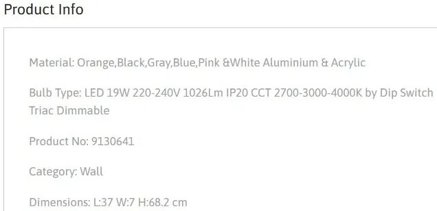 Aplica de perete LED design modern, Aluminiu, Multicolor, MARGOT