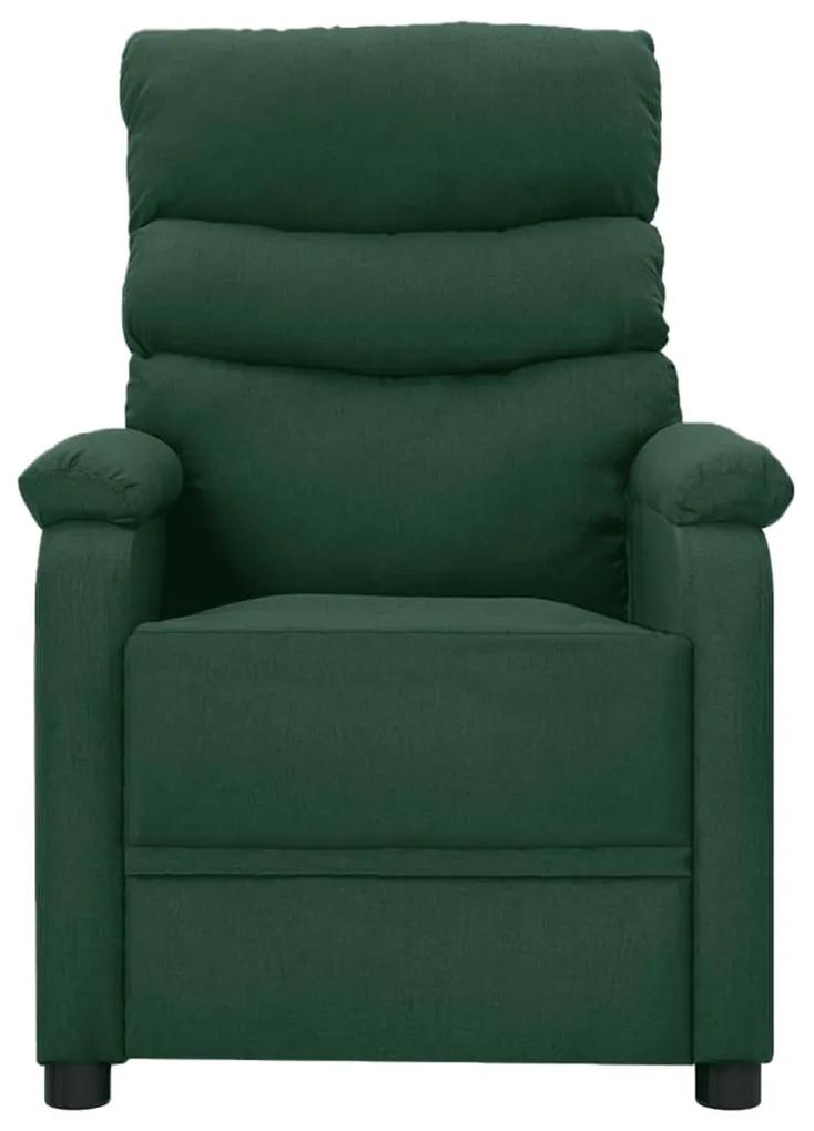 321232 vidaXL Fotoliu de masaj rabatabil, verde închis, material textil