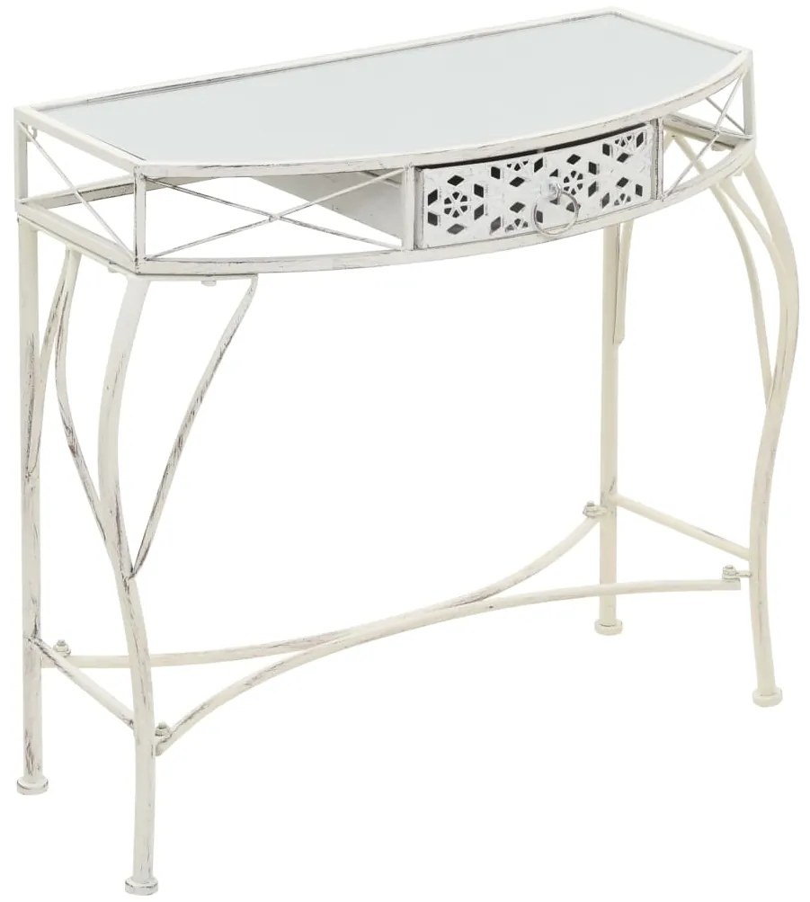vidaXL Masă laterală stil franțuzesc, alb, 82 x 39 x 76 cm, metal