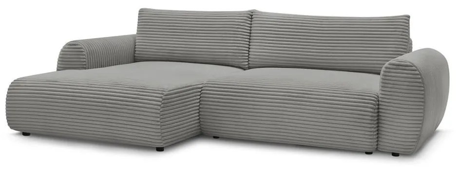 Colțar gri închis extensibil cu tapițerie din catifea reiată (cu colț pe partea stângă ) Lucien – Bobochic Paris