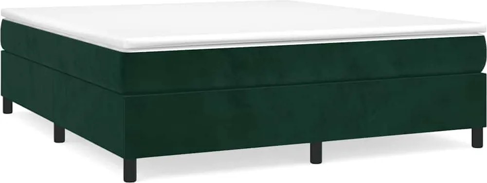 vidaXL Pat box spring cu saltea, verde închis, 180x200 cm, catifea