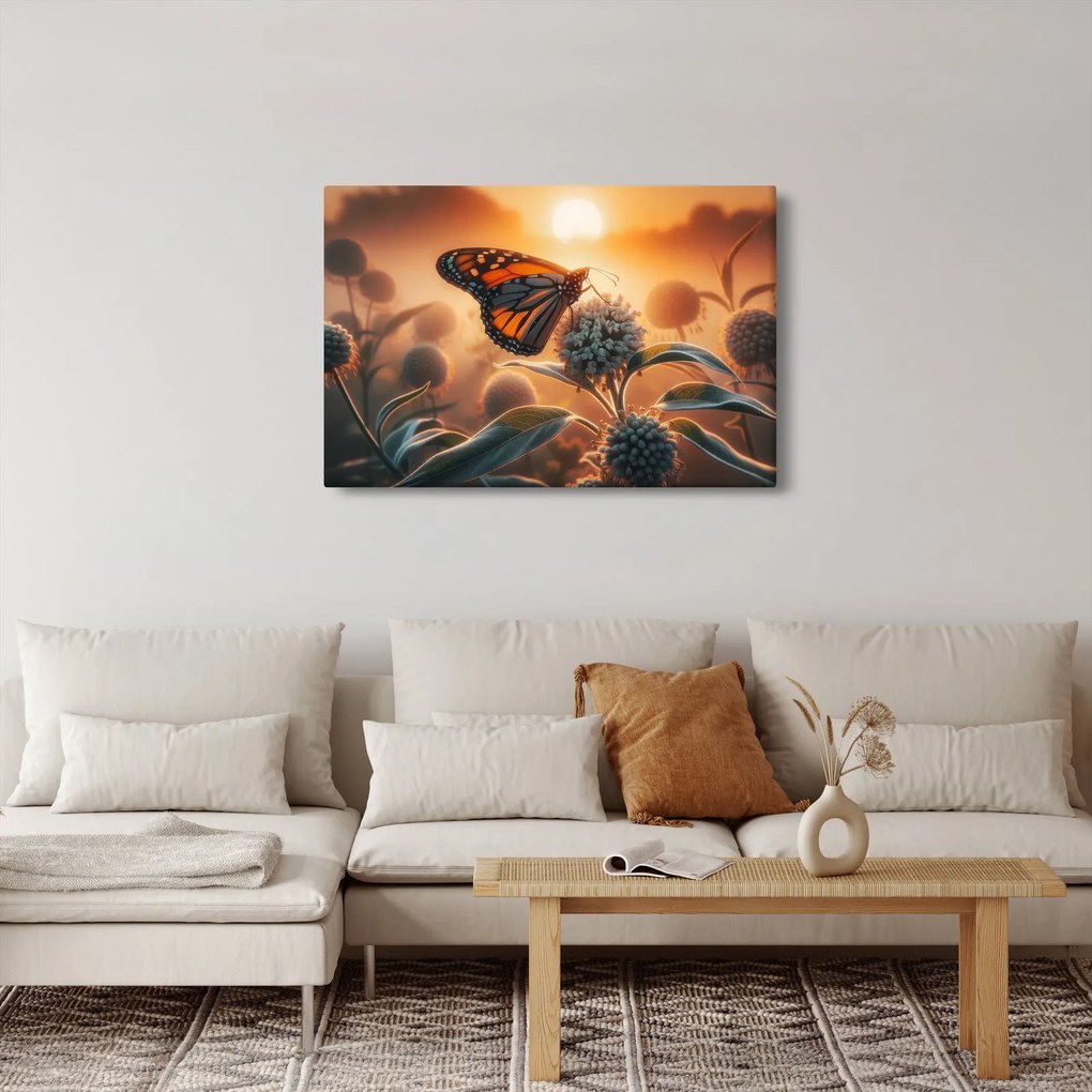 Tablou – Fluture în soare apunând (90x60 cm)