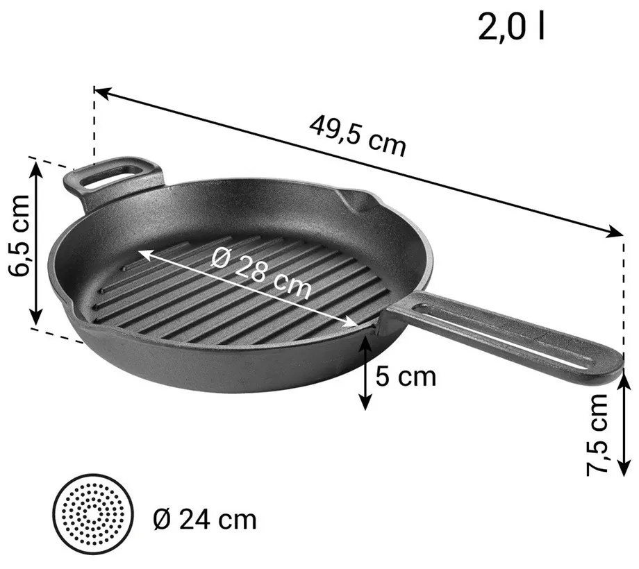Tigaie de tip grill din fontă ø 28 cm Massive – Tescoma
