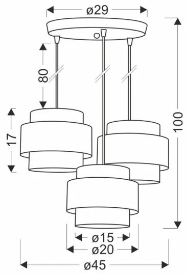 Lustră pe cablu TWIN 3xE27/40W/230V maro/negru
