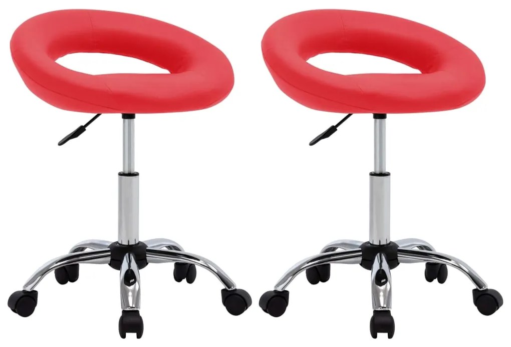 333279 vidaXL Scaune de sufragerie pivotante 2 buc. roșu piele artificială