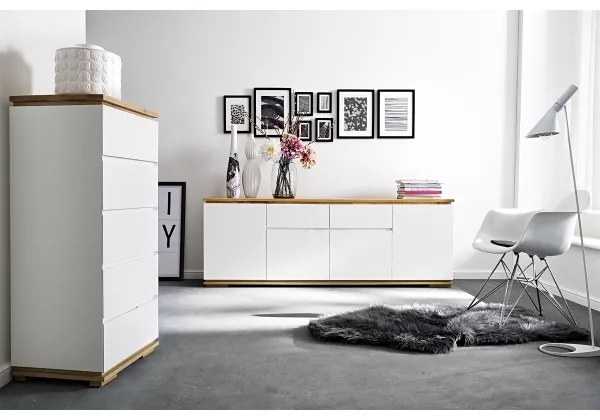 Comodă ARVI albă/stejar