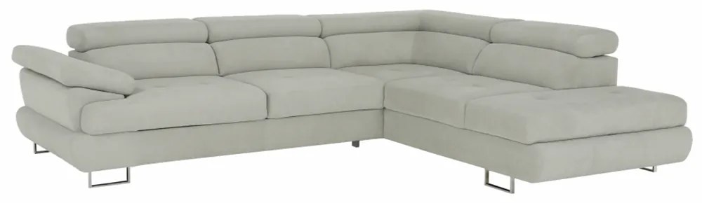 Colţar, material textil gri deschis, model dreapta, BUTON P